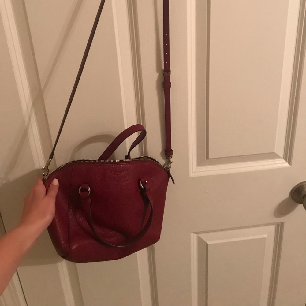 Red pebble leather coach purse